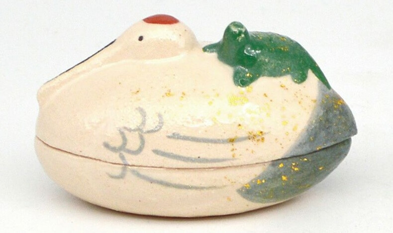 茶道具 香合（こうごう） 香合 鶴亀 楽入窯