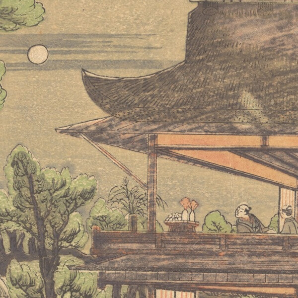 歌川豊春「浮絵 中秋之景月見図」部分