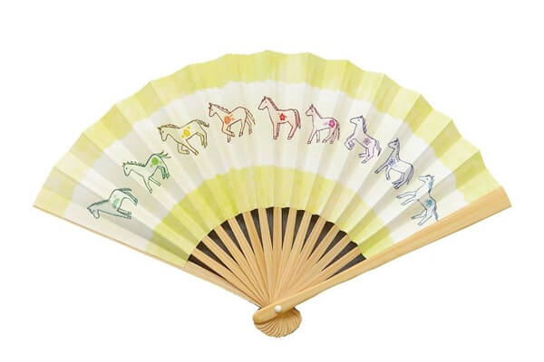 茶道具 扇子(せんす) 白竹 5寸扇子(左馬) 干支 午(うま、馬)(801404)