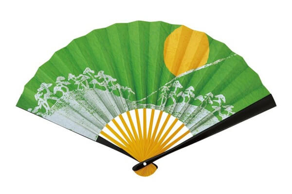 茶道具 扇子(せんす) 御題扇子 光悦の明月画 緑 6.5寸黒染中骨黄染(裏面 表千家花押集入り) 歌会始 勅題 御題「明」(702201)