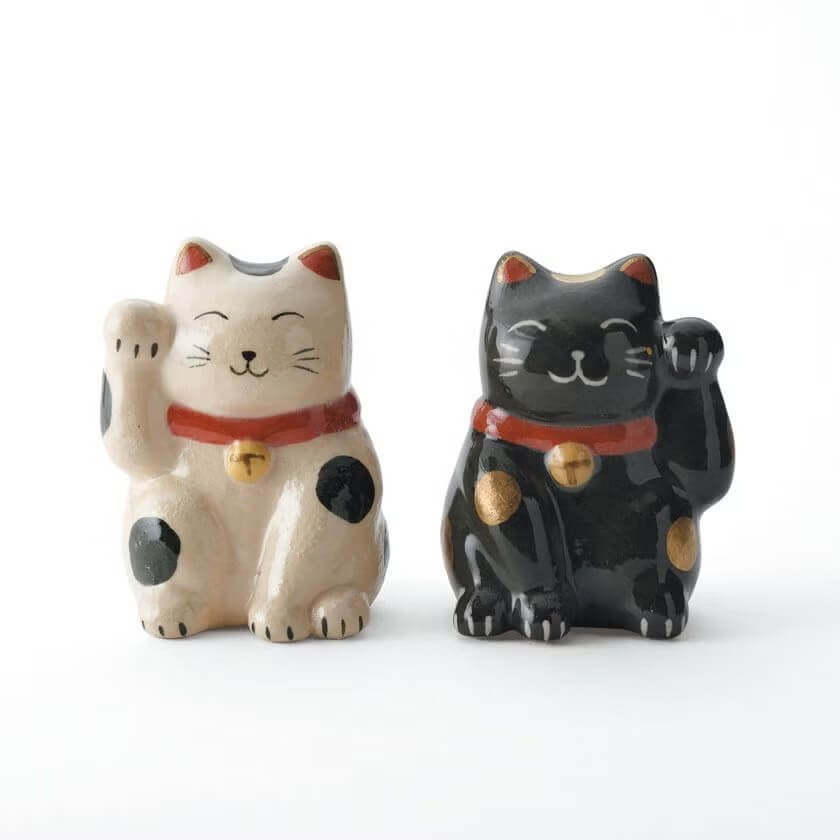 老舗茶舗千紀園の茶道具 置物 招き猫 楽入窯