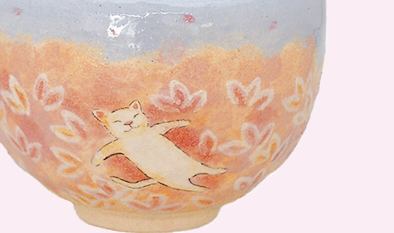 吉村 楽入・夢みる猫茶碗（801442）アイキャッチ画像