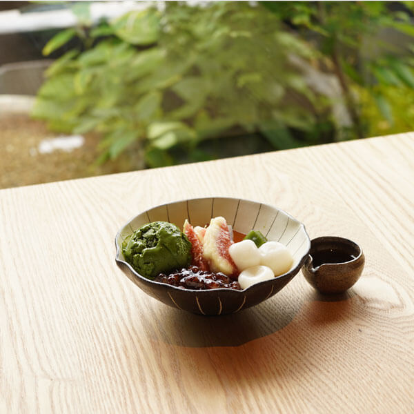 滋賀県草津市にある千紀園草津本店茶房にて期間限定にてご提供する「栗東いちじくのあんみつ」