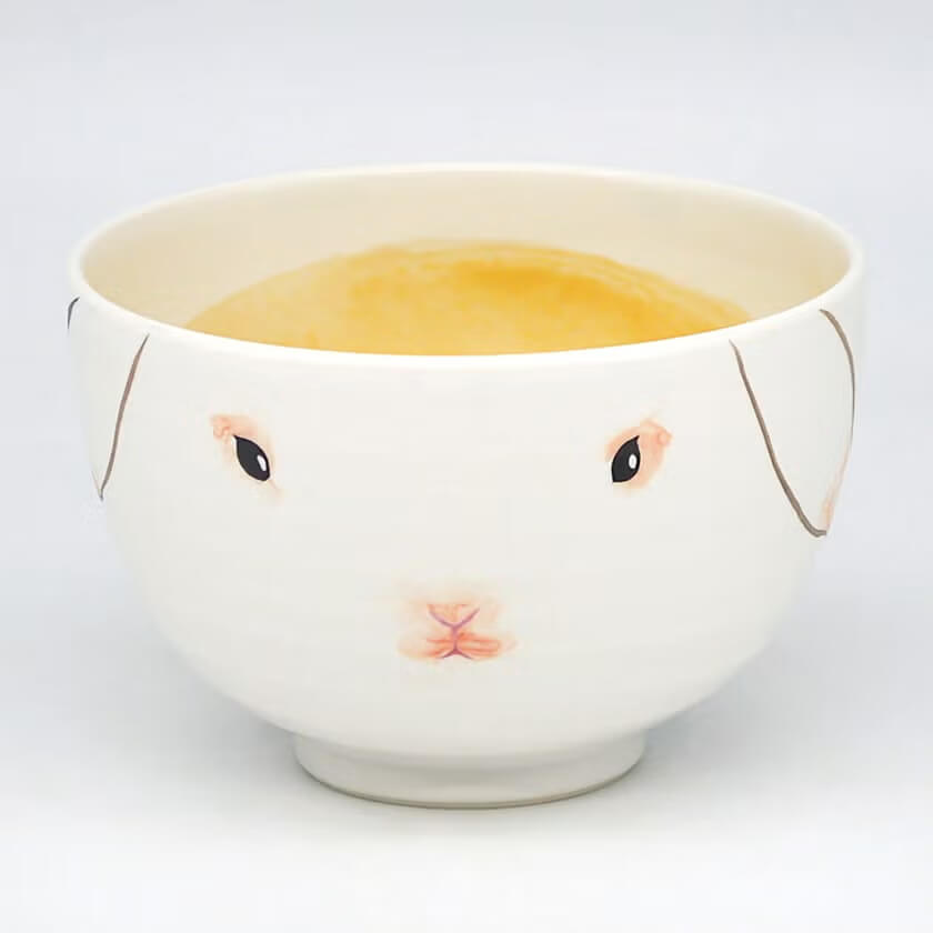 山岡 善高・茶碗 白釉 月うさぎ