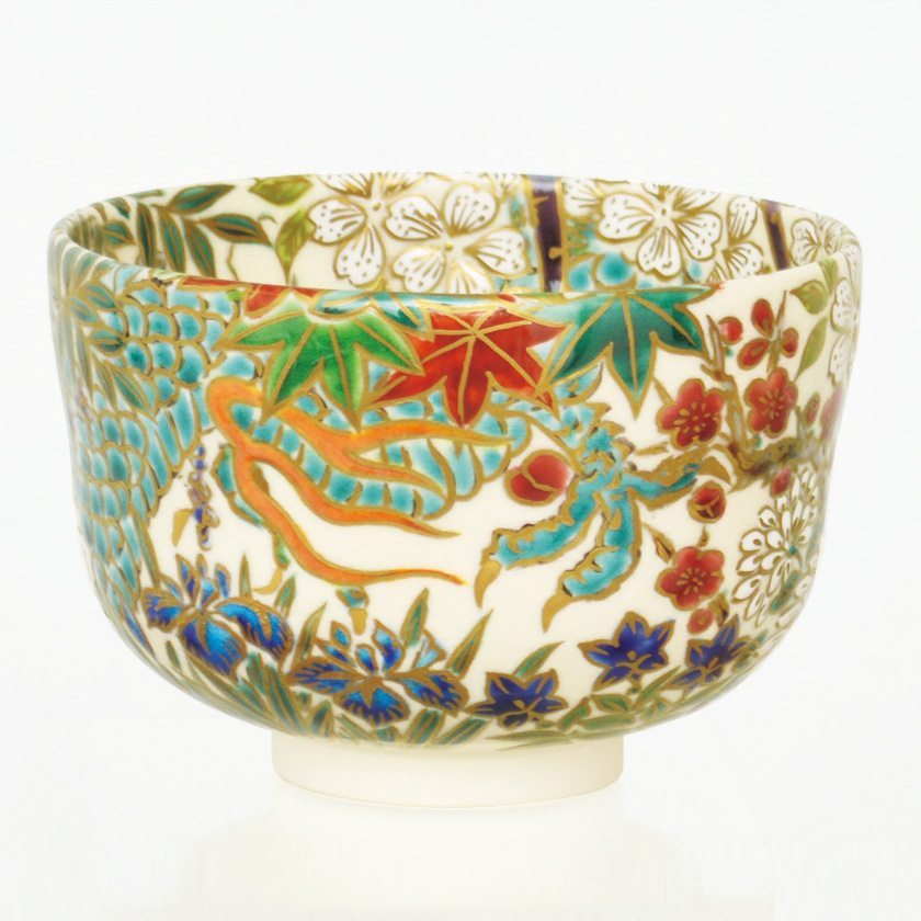 茶道具 抹茶茶碗（まっちゃちゃわん） 茶碗 色絵 花の龍 清閑寺