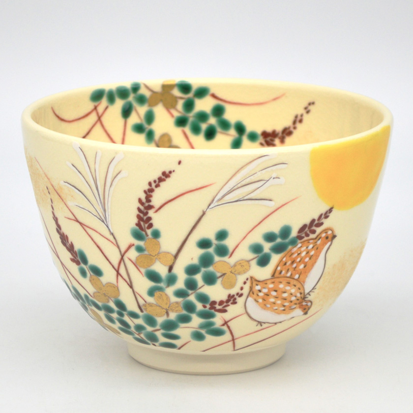 茶道具 抹茶茶碗（まっちゃちゃわん） 茶碗 仁清 秋草に鶉