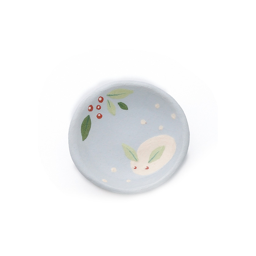 京都 清課堂 銅製 香立 うさぎ & 錫製 石目豆皿 セット 茶道具