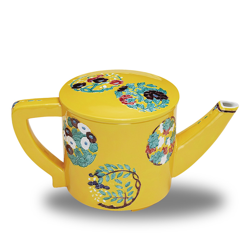 茶道具 水次（水注・みずつぎ） 片口水注 黄交趾 花丸 高野昭阿弥