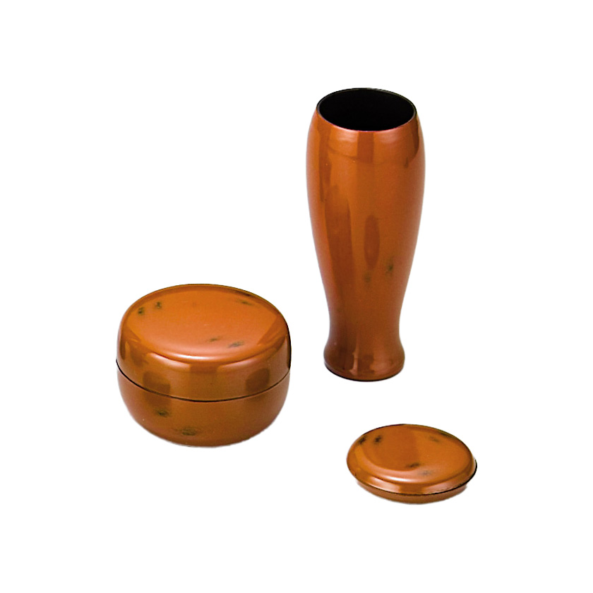 茶道具 塗 三点セット(棗・香合・茶筅筒) 根来 樹脂製