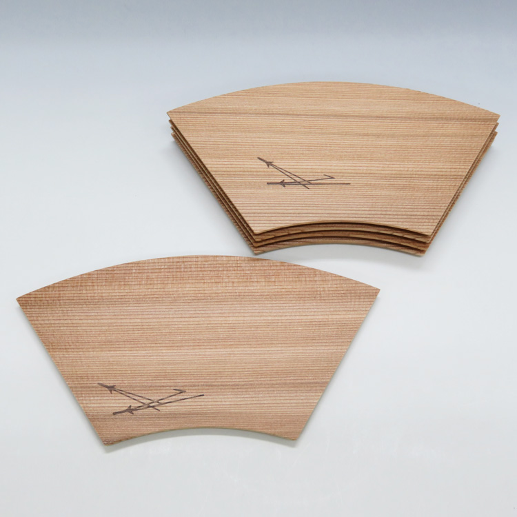 茶道具 菓子器（かしき） 杉銘々皿 扇面 松葉 5枚