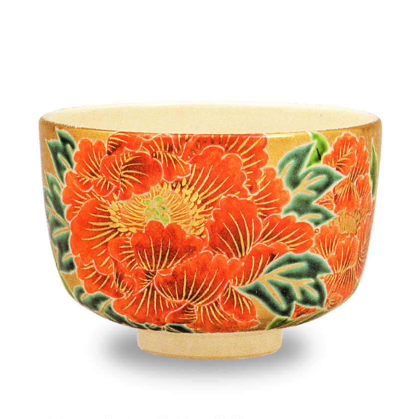 茶道具 抹茶茶碗（まっちゃちゃわん） 金叩 牡丹 茶碗 田中 方円