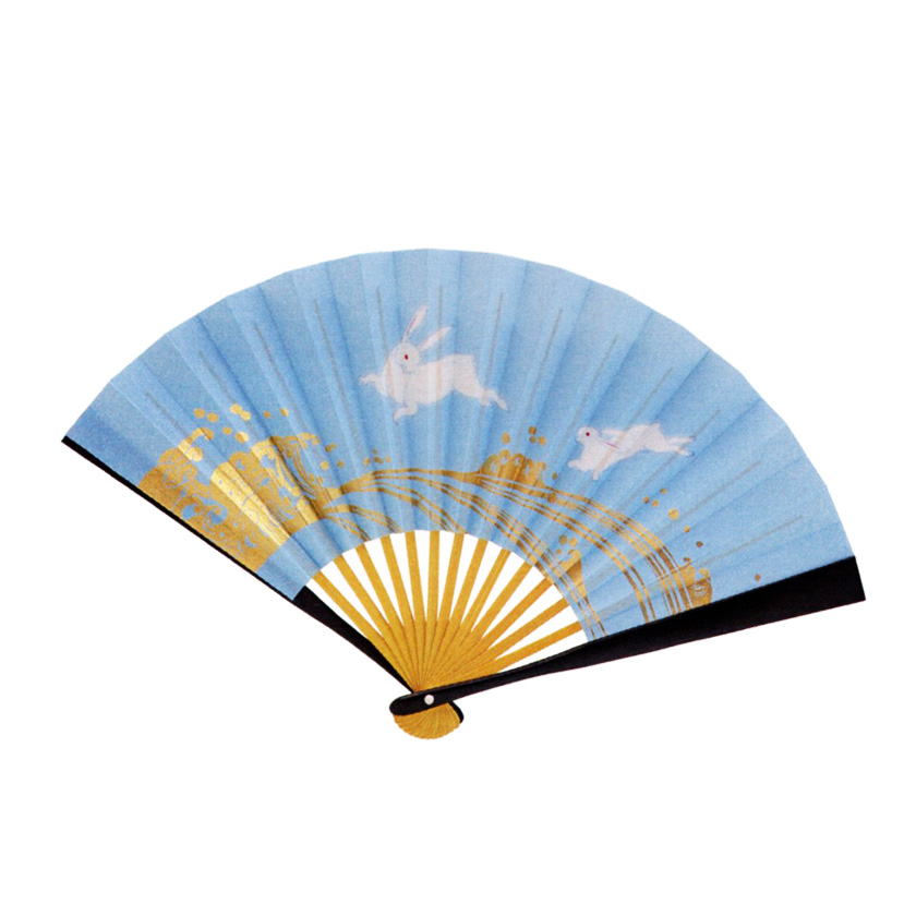 茶道具 扇子（せんす） 京扇子 黒染 6.5寸 波兎 干支 | 千年の